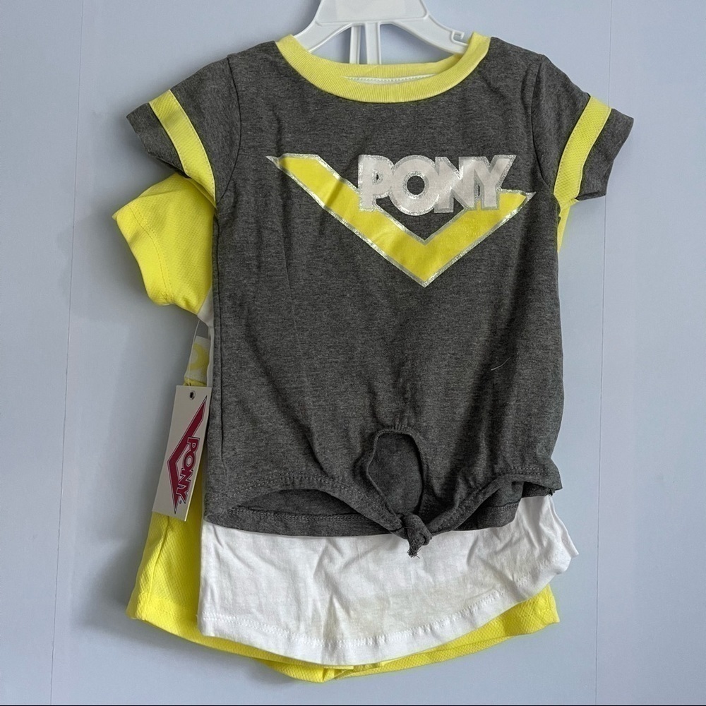 NEW Pony Yellow Gray Active Shirt and Short Set US 3T